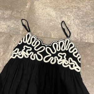 Black Dress with White Embroidery
